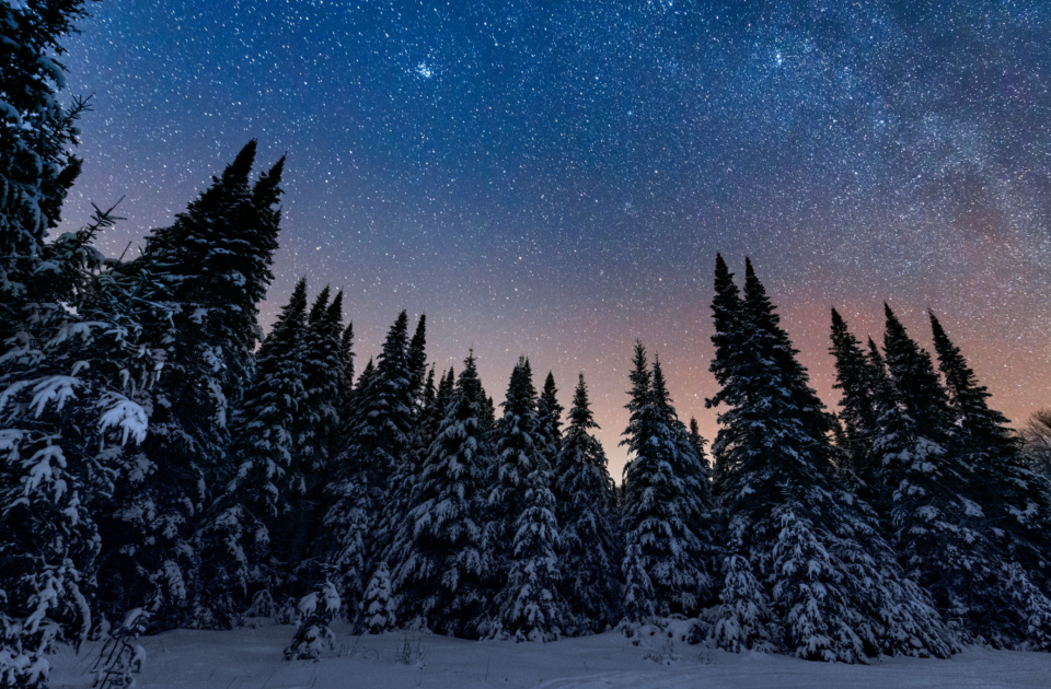 A myriad of stars fill the sky above Bald Mountain.