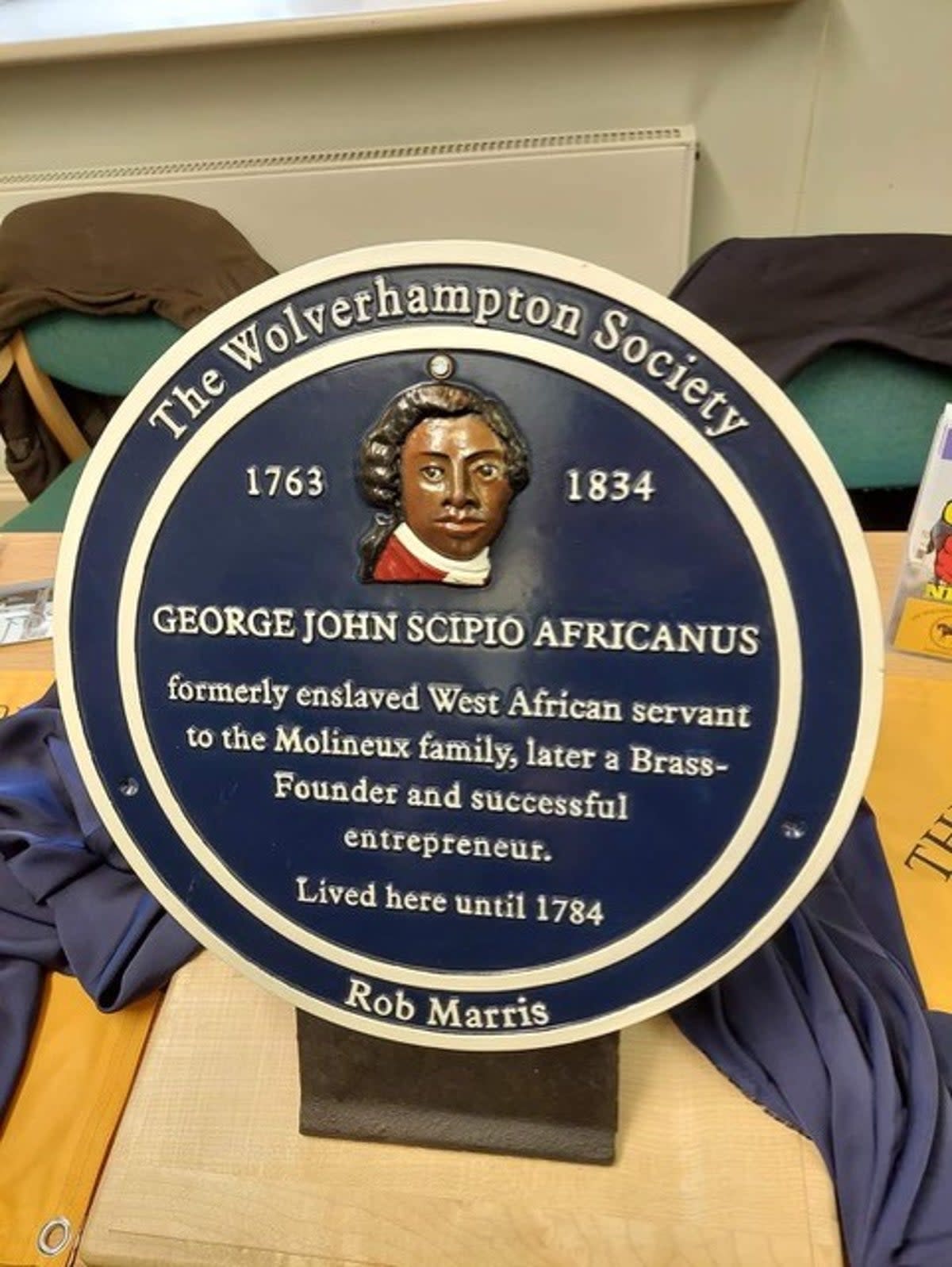 Campaigners say the plaque dedicated to George Africanus features an image of another man (Supplied)