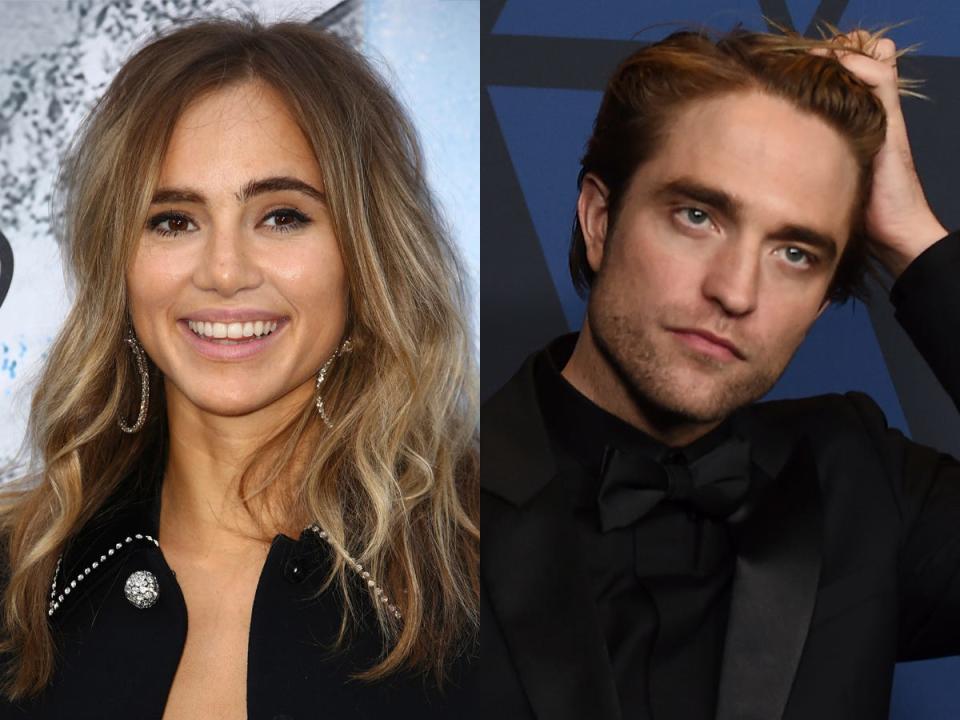 On the left: Suki Waterhouse in June 2019. On the right: Robert Pattinson in October 2019.