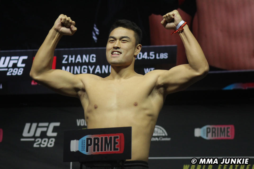 Zhang Mingyang UFC 298 ceremonial weigh-ins