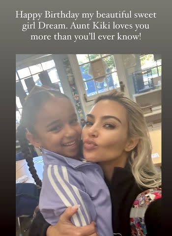 <p>Kim Kardashian/Instagram</p> Kim wished Dream "Happy Birthday" in a post