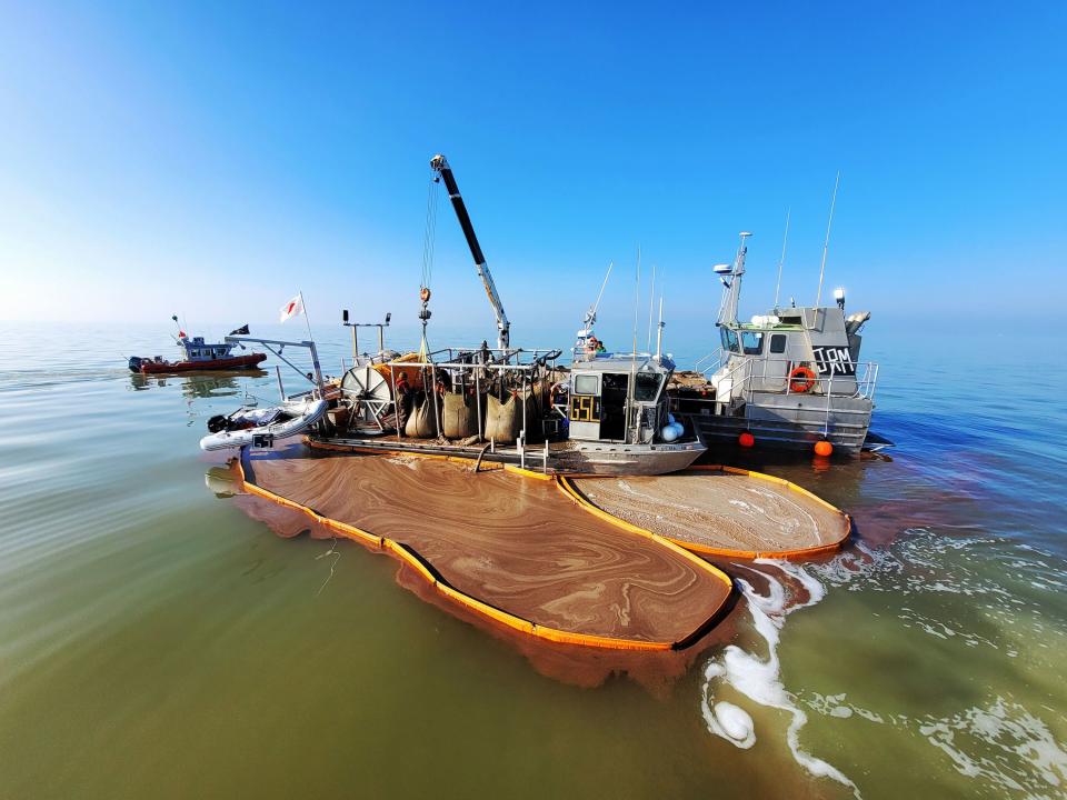 Crews work during the brine shrimp harvest on Oct. 17, 2023. | Great Salt Lake Artemia