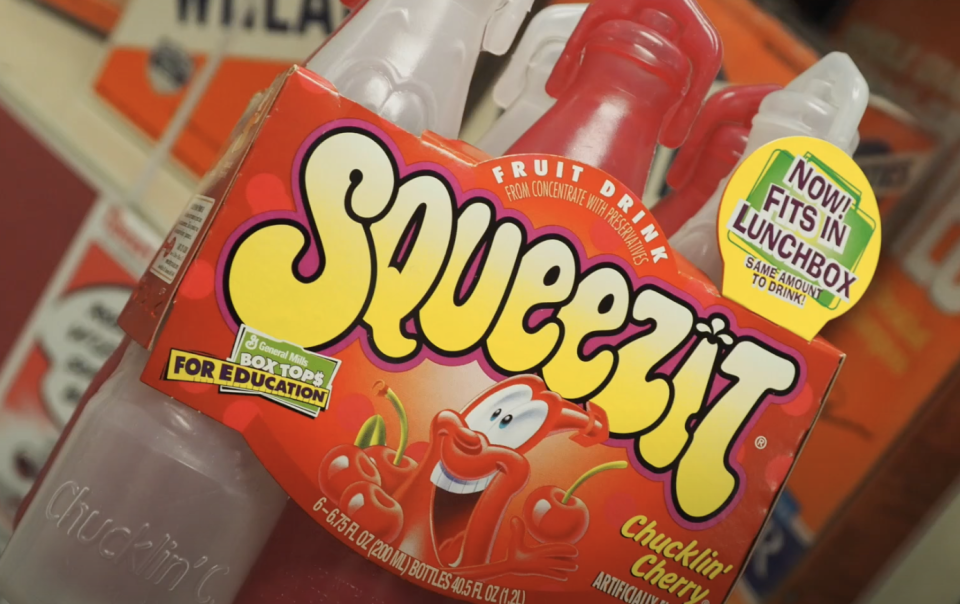 A pack of cherry flavored Squeezits