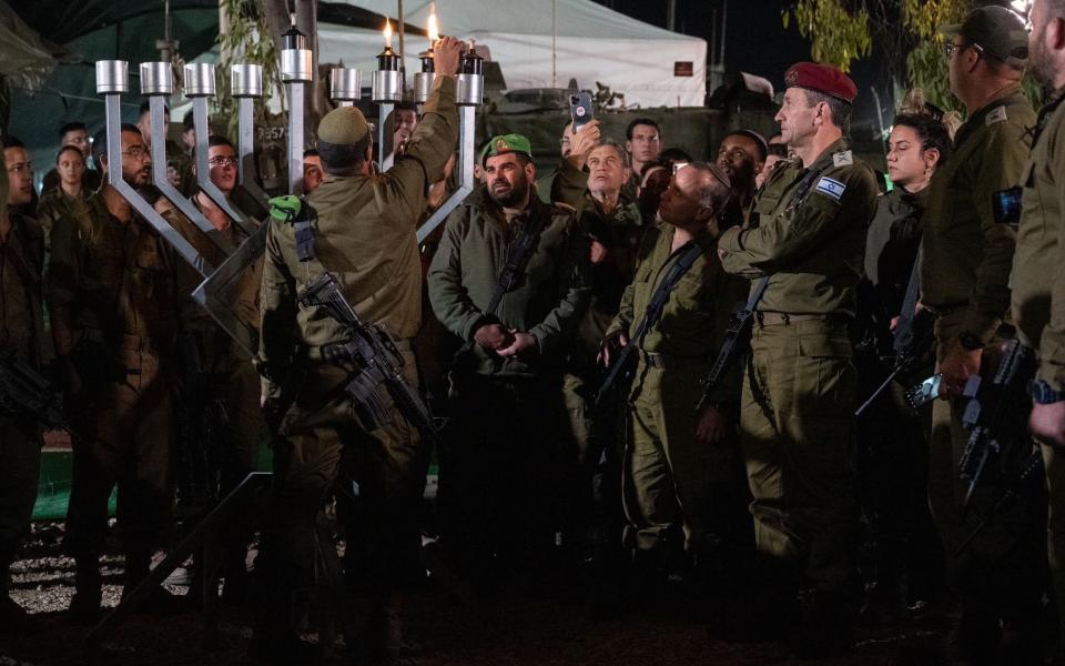 Israel's Chief of Staff lighting a candle in Nahal