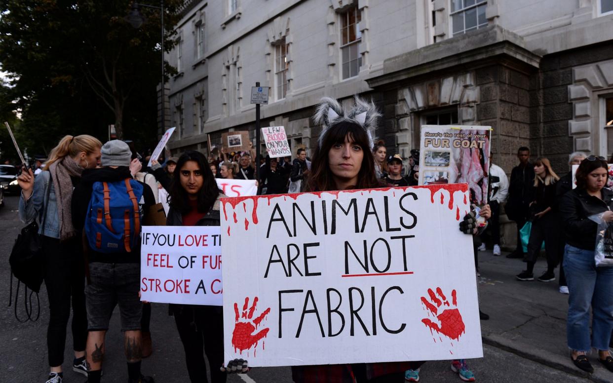 Anti-fur protesters campaign in London last September. Campaigners are now celebrating Norway's decision to become the 14th EU country to ban fur farming. - REUTERS