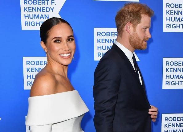 <div class="inline-image__caption"><p>Prince Harry, Duke of Sussex, and Megan, Duchess of Sussex, arrive for the 2022 Ripple of Hope Award Gala at the New York Hilton Midtown Manhattan Hotel in New York City on December 6, 2022.</p></div> <div class="inline-image__credit">ANGELA WEISS/AFP via Getty Images</div>