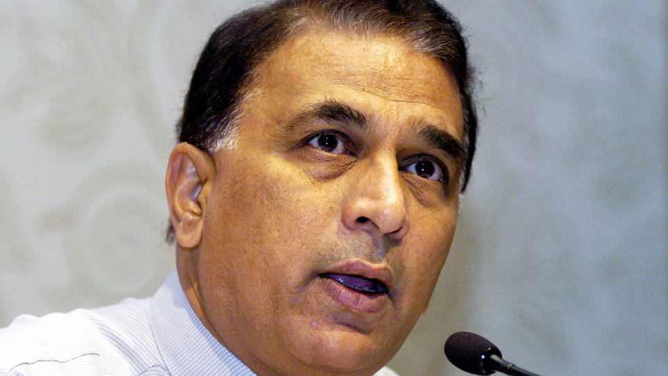 Pictured here, India cricket great Sunil Gavaskar addresses the media.