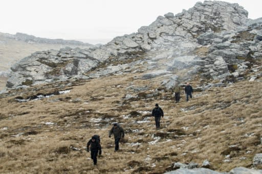 British veterans return to Mount Harriet -- the scene of fighting against invading Argentine soldiers during the 1982 Falklands War