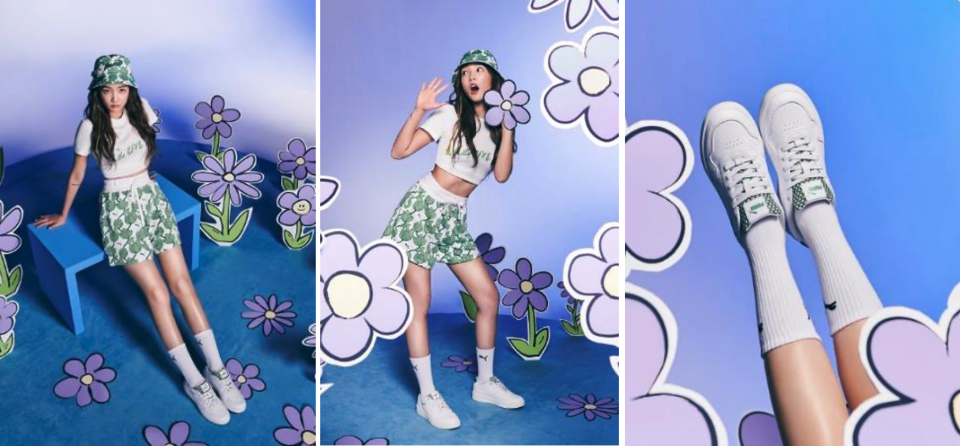 人氣女星王淨演繹PUMA Blossom Pack系列，穿出初春的活力俏皮感。（圖片來源：PUMA）
