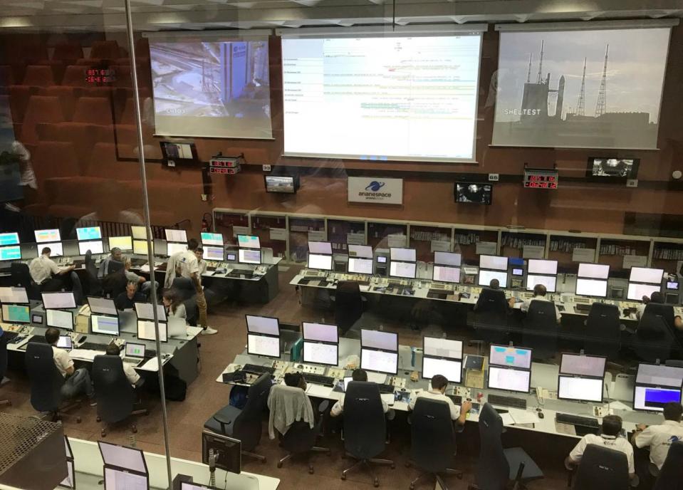 The launch pad control room at the European space port, Kourou in French Guiana (PA/John von Radowitz)