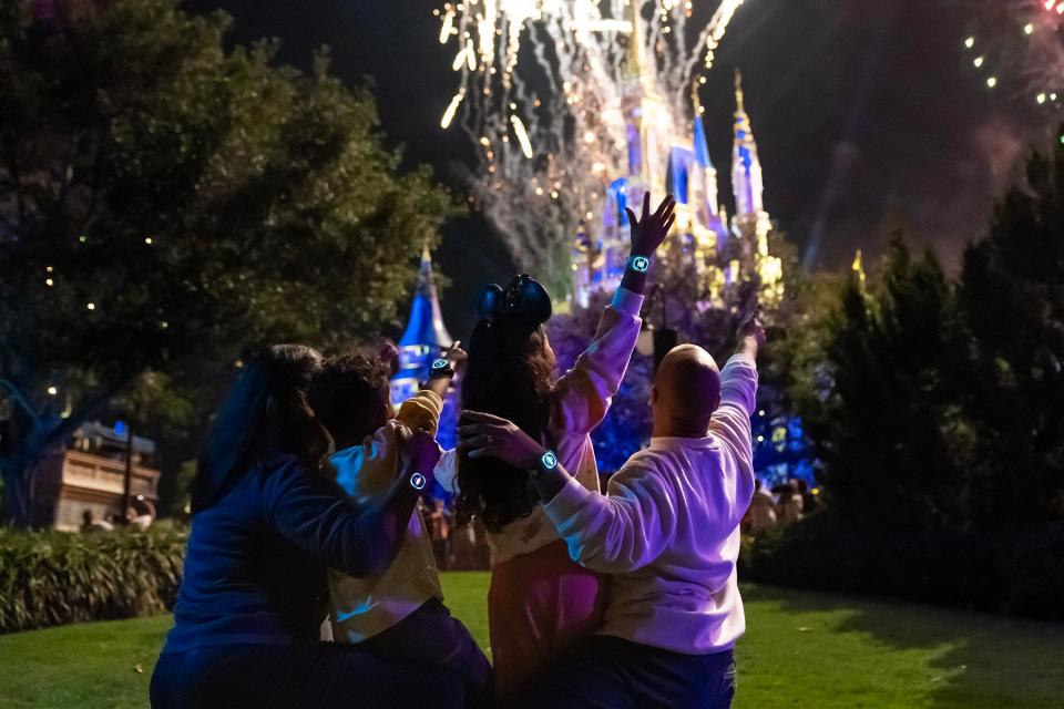 Guests at Walt Disney World Resort in Lake Buena Vista, Fla., will be able to use MagicBand+ to experience nighttime spectaculars in a new way as their bands light up and complement the magic in the skies, including the new “Disney Enchantment” at Magic Kingdom Park.