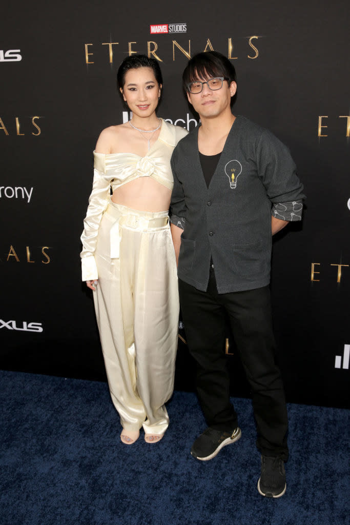 Yung Lee and Meng'er Zhang on the red carpet for "Eternals"