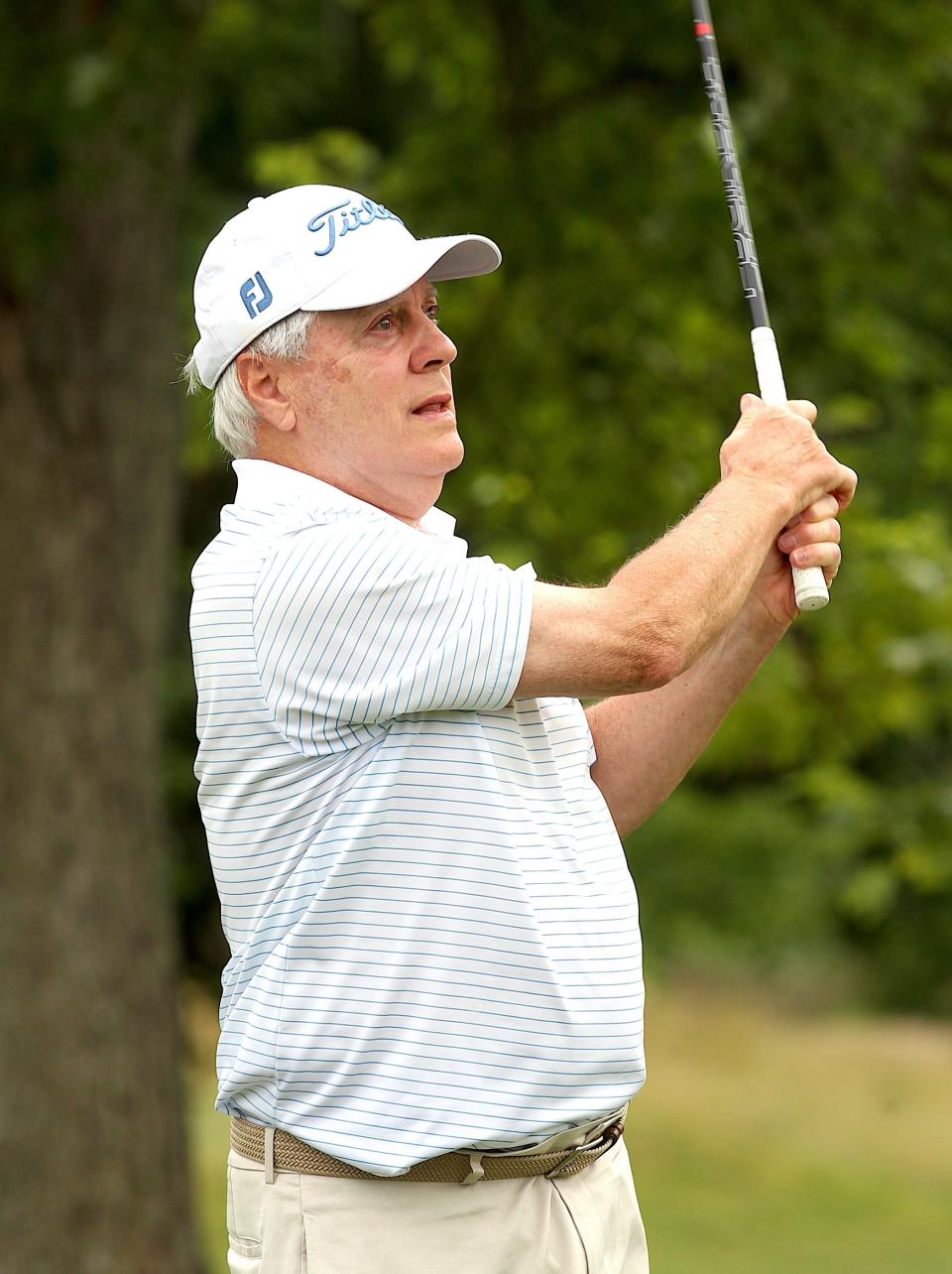 Ron Shiflet hits from the second tee at the Cascades Golf Course Saturday, June 25, 2022, during the Super Senior City Golf Qualifier.