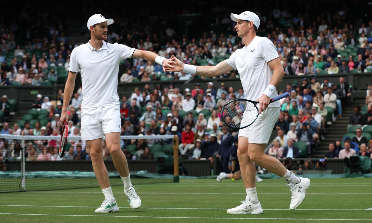 <span>Jamie and Andy Murray faced Rinky Hijikata and John Peers in their last doubles match at Wimbledon together.</span><span>Photograph: Rob Newell/CameraSport/Getty Images</span>