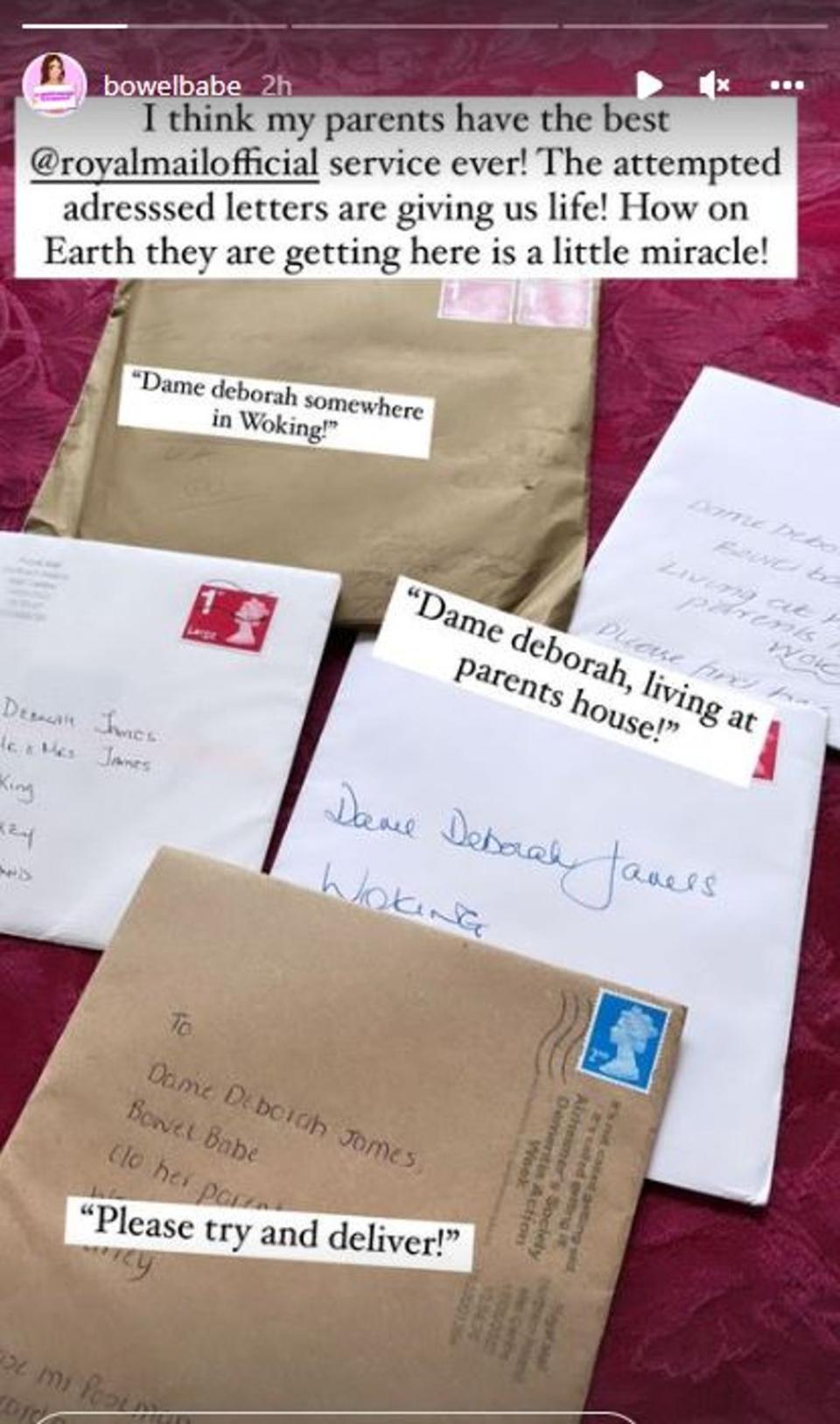 The podcaster, known as Bowel Babe, said it was a “little miracle” that letters have made it to her parents’ door without their address (Bowel Babe Instagram)