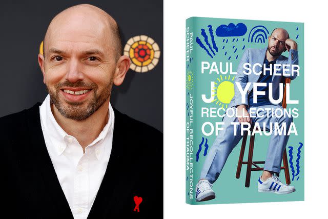 <p>Frazer Harrison/WireImage; HarperOne</p> Paul Scheer and the cover of his memoir 'Joyful Recollections of Trauma'