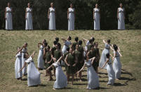 The dress rehearsal for the Olympic flame lighting ceremony for the Rio 2016 Olympic Games takes place at the site of ancient Olympia in Greece. REUTERS/Alkis Konstantinidis