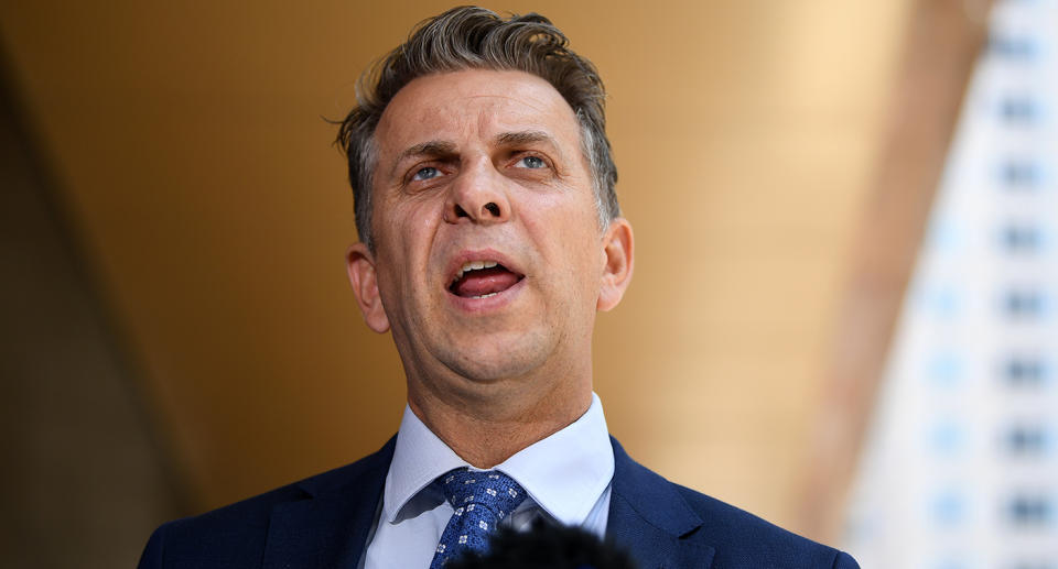 NSW Minister for Roads Andrew Constance speaks to the media in Sydney, Tuesday, December 17, 2019. The NSW government has released mobile phone detection camera data from week one.Ã(AAP Image/Joel Carrett) NO ARCHIVING