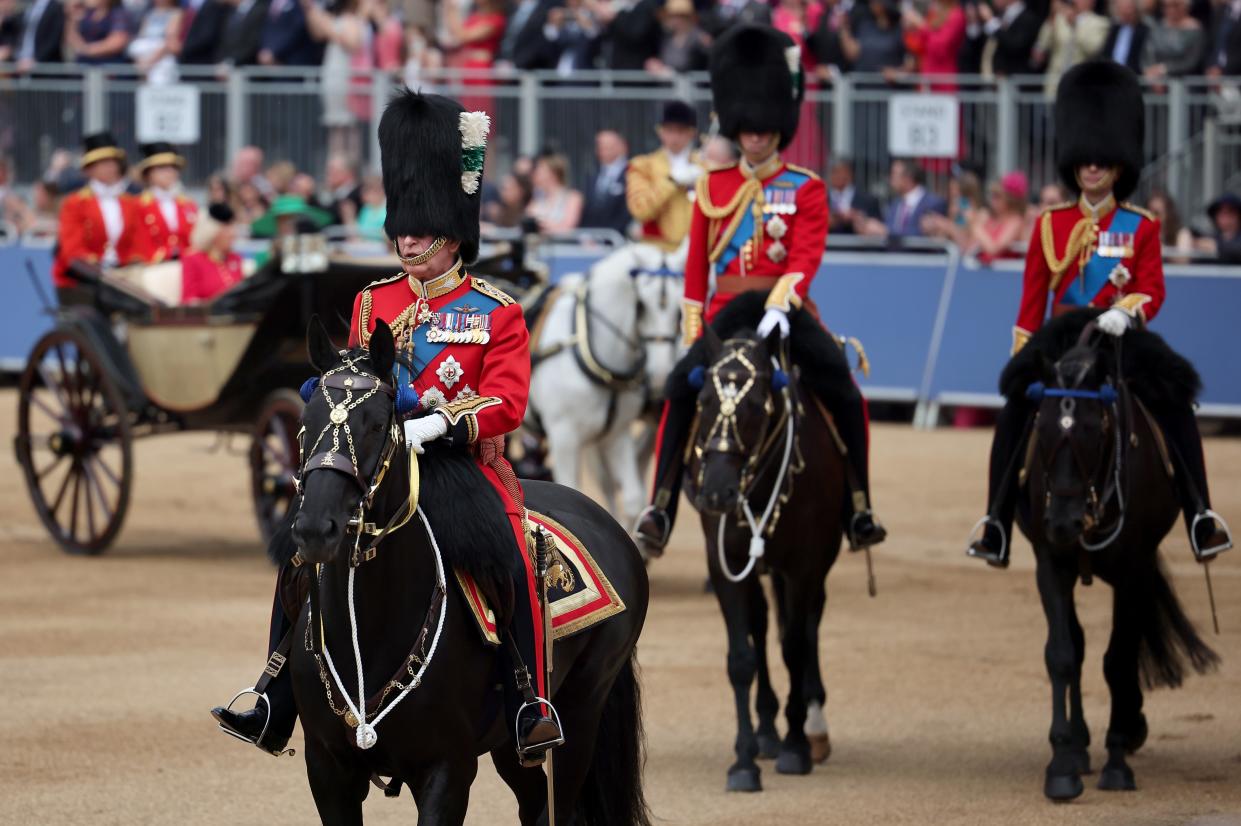 King Charles III, Prince William, Prince of Wales, Prince Edward, Duke of Edinburgh on horseback during Trooping the Colour (Getty Images)