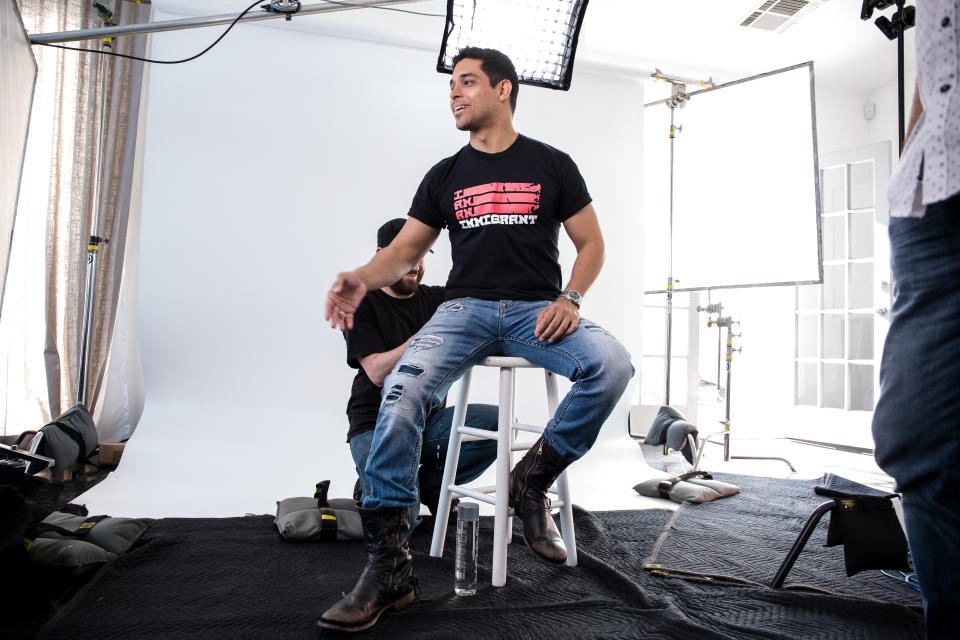 Actor Wilmer Valderrama&nbsp;behind the scenes of the "I Am An Immigrant" photo shoot.&nbsp;