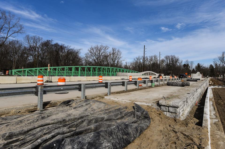 The Okemos Road Bridge in Meridian Township under construction, seen Wednesday, March 8, 2023.