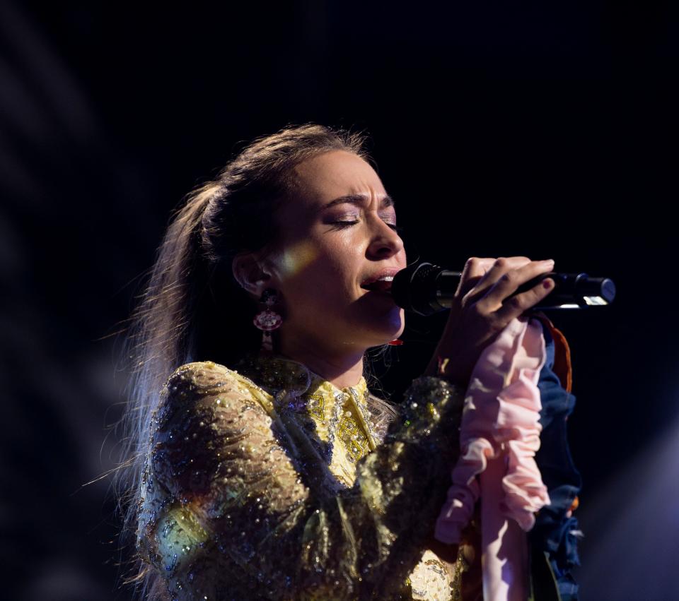 Lauren Daigle performs during the 54th annual Dove Awards at Lipscomb University in Nashville , Tenn., Tuesday, Oct. 17, 2023.