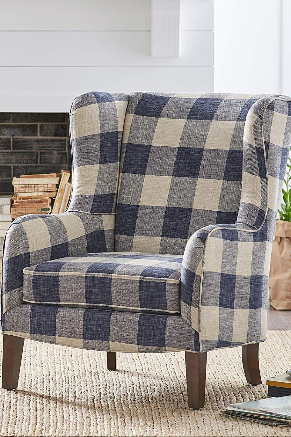 Sadie Buffalo Check Wingback Chair