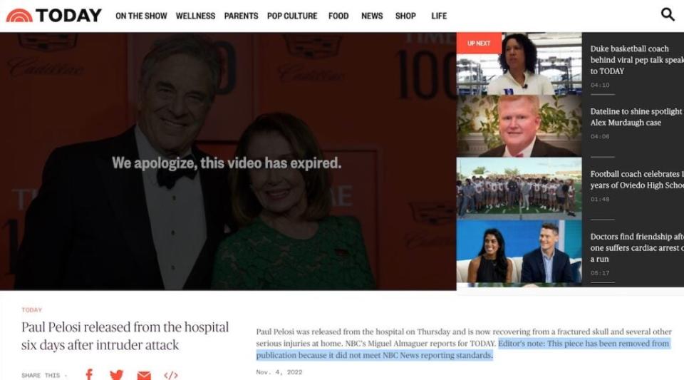 The video was taken down and an editor’s note added to the Today Show site. (Today.com)