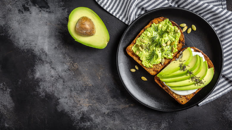 avocado toast dark background