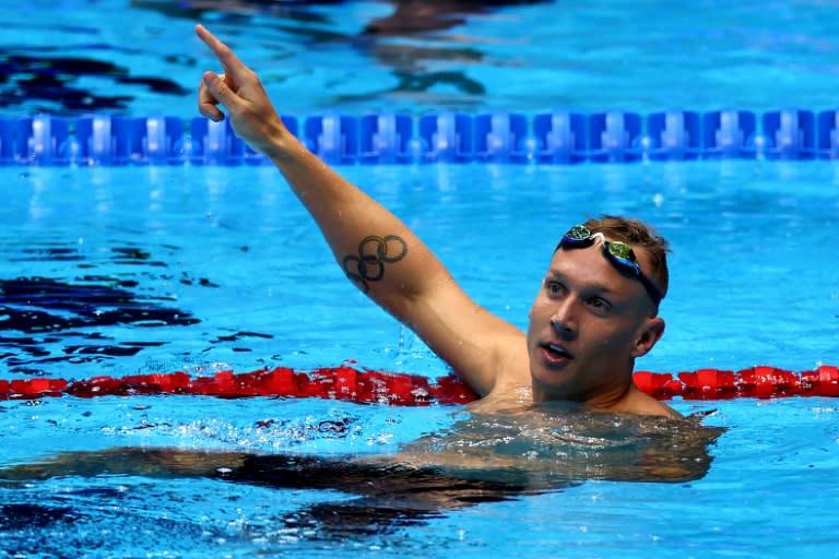 Back on top: Caeleb Dressel celebrates his victory in the 50m freestyle at the US Olympic swimming trials (Sarah Stier)