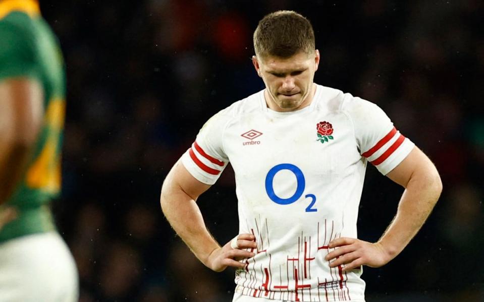 Owen Farrell looks dejected after England's defeat to South Africa - Action Images