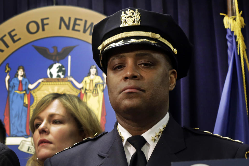 FILE - New York City Police Dept. Chief of Department Philip Banks attends a news conference, in New York, Jan. 30, 2014. (AP Photo/File)