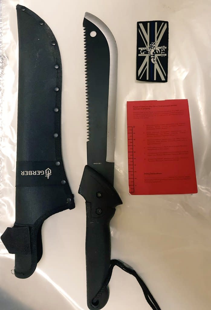 Police recovered a hunting knife from the scene (Picture: Met Task Force)