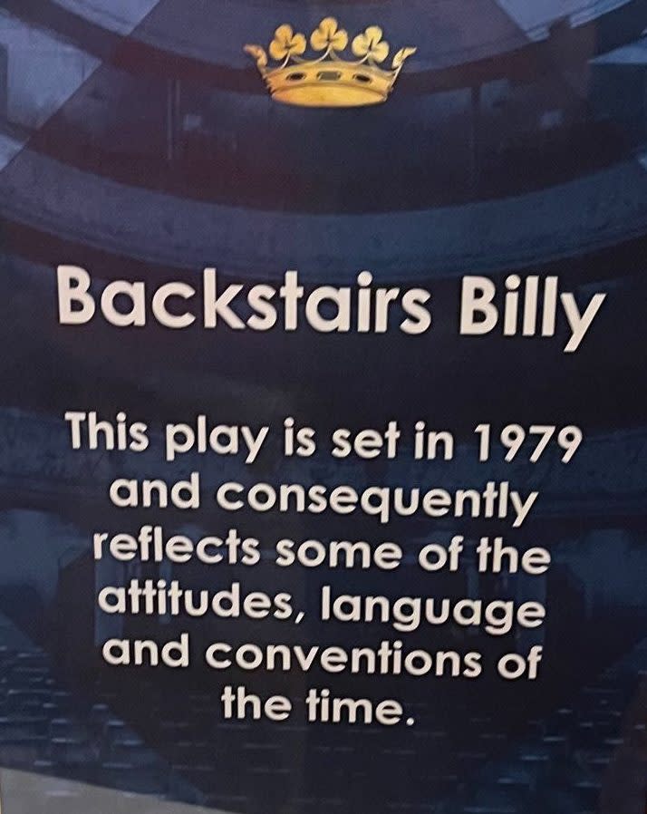 A sign on display at the Duke of York’s Theatre