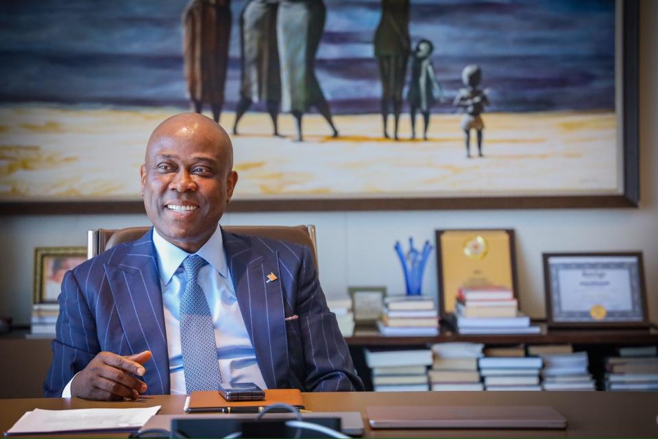 Herbert Wigwe, the CEO of one of Nigeria's largest banks, and members of his family, were among six killed in a helicopter crash on Friday, Feb. 9, 2024 in the Mojave Desert