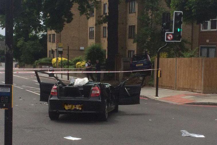 A man was taken to hospital after the crash on Monday morning: @TomHayward83/Twitter