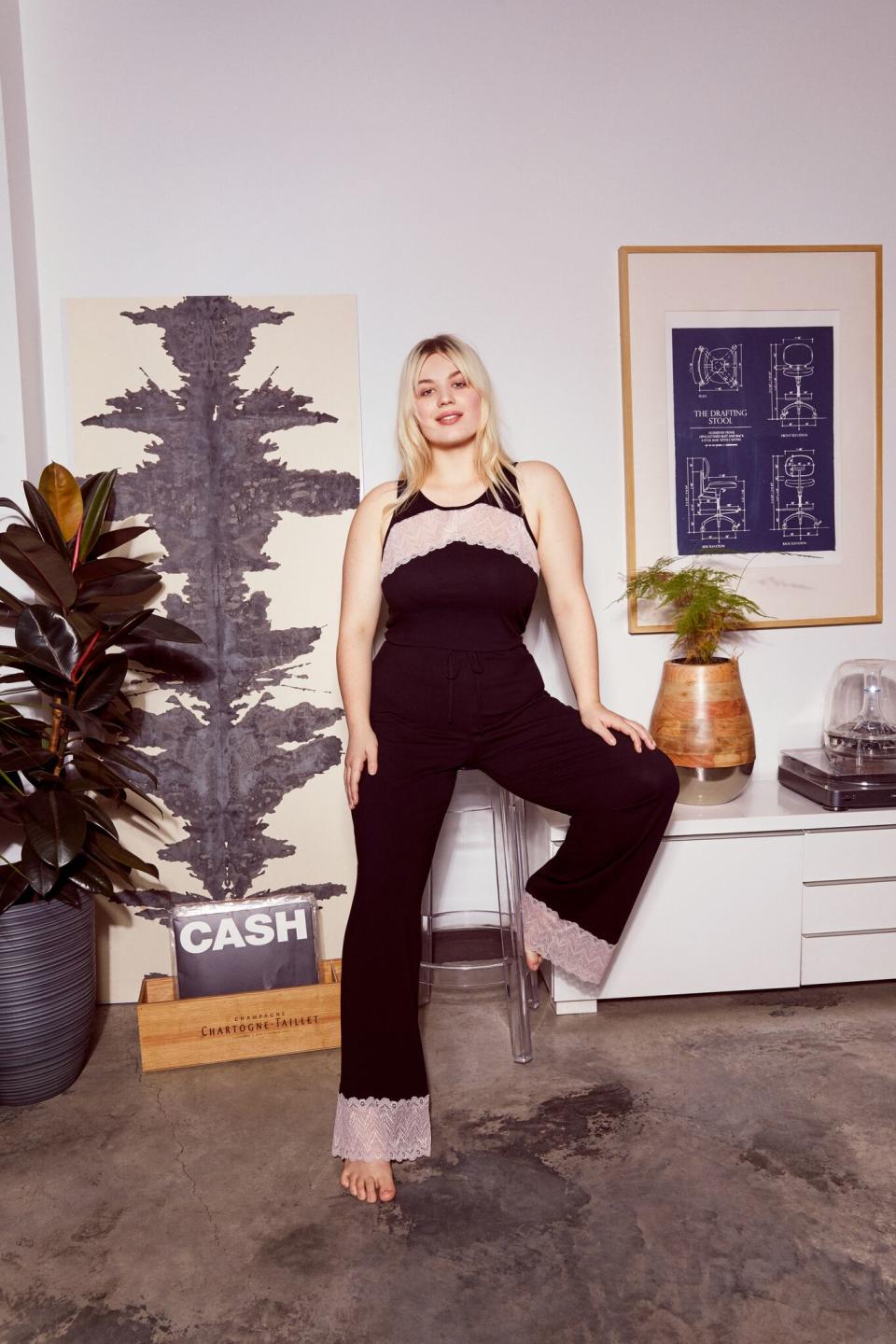 <p>This jumspuit is not only comfy in the sheets, but chic in the streets. Try it styled with a leather jacket and sparkly heels.<br>Cosabella X Eloquii Ferrara Sleep Jumpsuit, $150, <a rel="noopener" href="https://fave.co/2R1FmOB" target="_blank" data-ylk="slk:eloquii.com;elm:context_link;itc:0;sec:content-canvas" class="link ">eloquii.com </a> </p>