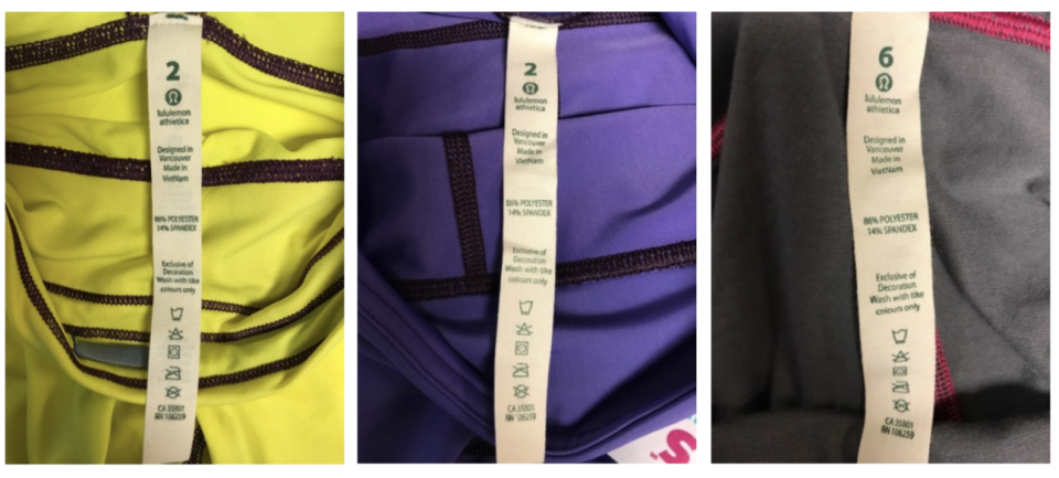 Lululemon alleges that counterfeit versions of its leggings, featuring replica tags that say the products were made in Vancouver, were being sold by Ross Stores. 