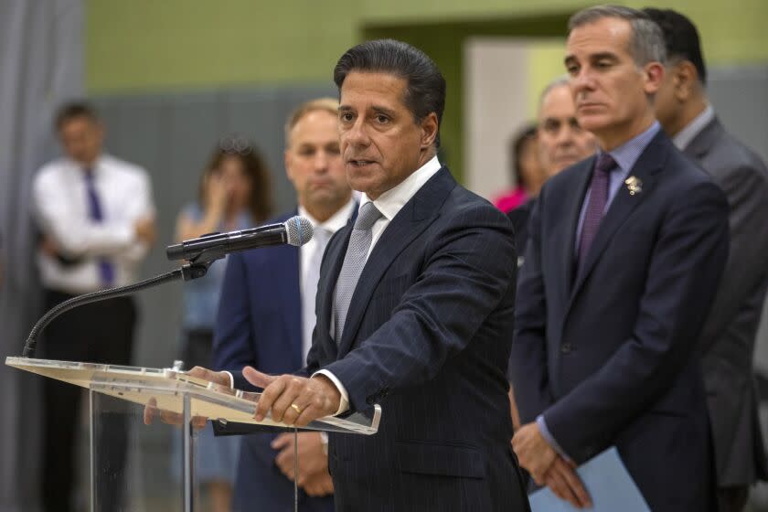 Los Angeles, CA - September 06: Superintendent of Los Angeles Unified School District Alberto M. Carvalho speaks during a press conference at Edward R. Roybal Learning Center on Tuesday, Sept. 6, 2022, in Los Angeles, CA. There's been a major cyberattack on the Los Angeles Unified School District. Major problems over the weekend. (Francine Orr / Los Angeles Times)