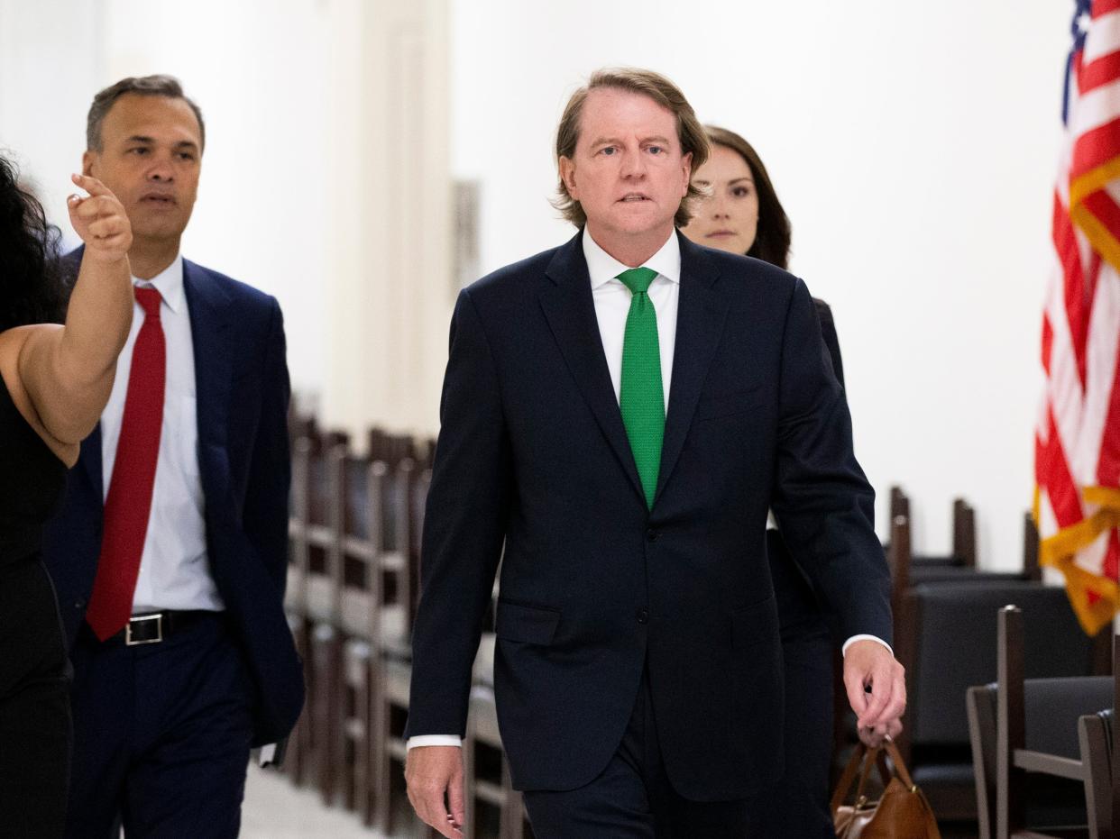 <p>Former White House counsel Don McGahn arrives at the US Capitol for his interview with House Democrats</p> (EPA)