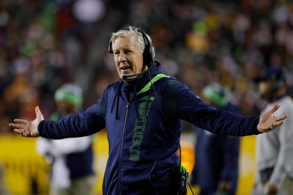 Seattle Seahawks coach Pete Carroll needs to replace QB Russell Wilson, who was traded to Denver.