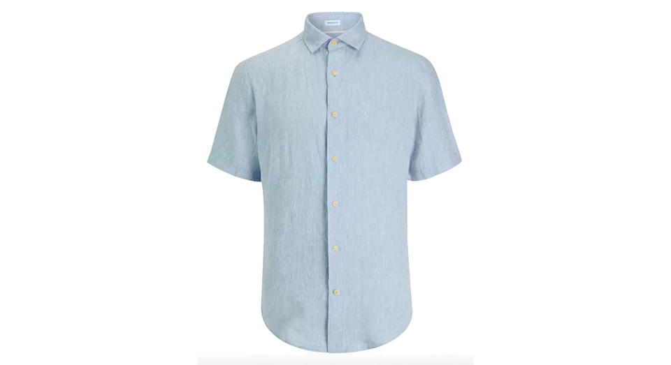 Regular Fit Short Sleeve Linen Shirt 