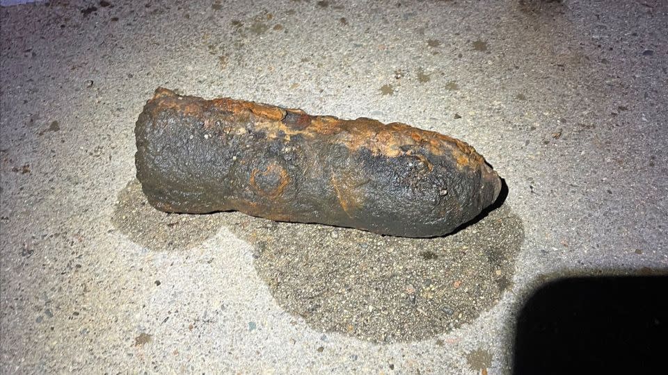 This is the projectile that Sean Martell took out of the Charles River in Needham on Friday, state police said. - Massachusetts State Police