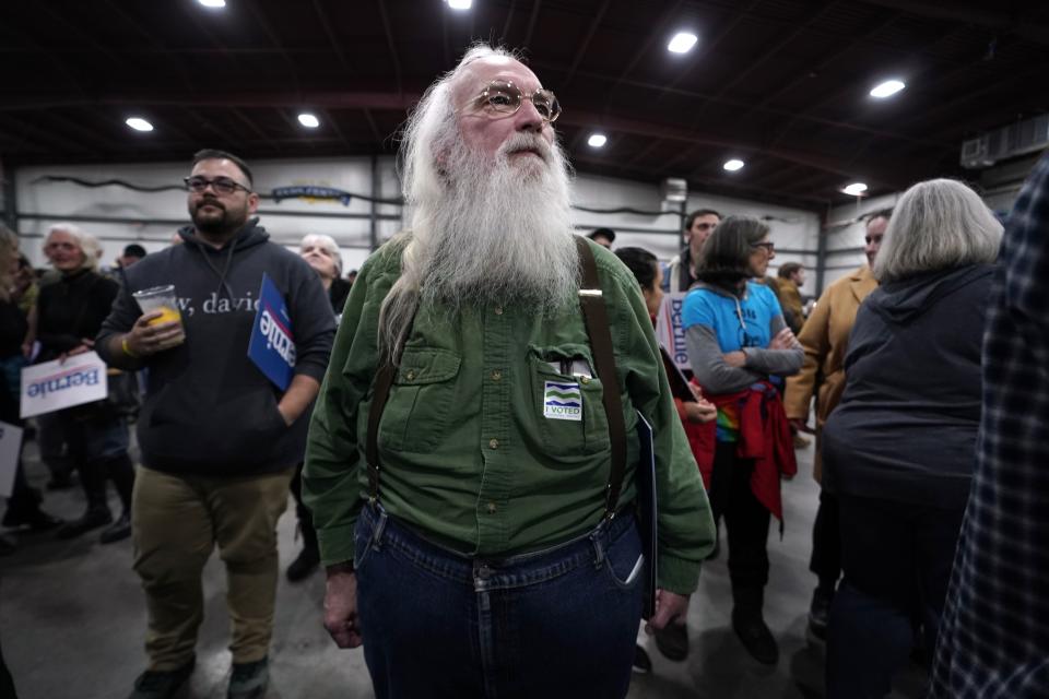 Supporters wait to hear Democratic presidential hopeful Senator Bernie Sanders at his 2020 Super Tuesday Rally at the Champlain Valley Expo in Essex Junction, Vermont March 3, 2020. (Photo by TIMOTHY A. CLARY / AFP) (Photo by TIMOTHY A. CLARY/AFP via Getty Images)