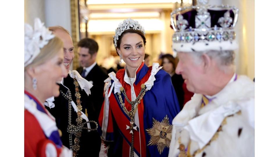 The Princess of Wales smiles at King Charles on the day of his Coronation