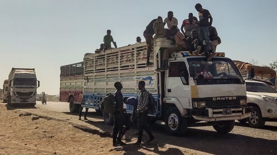 Displaced people fleeing from Jazira state arrive in Gedaref, in the east of war-torn Sudan, on December 22, 2023. - AFP/Getty Images