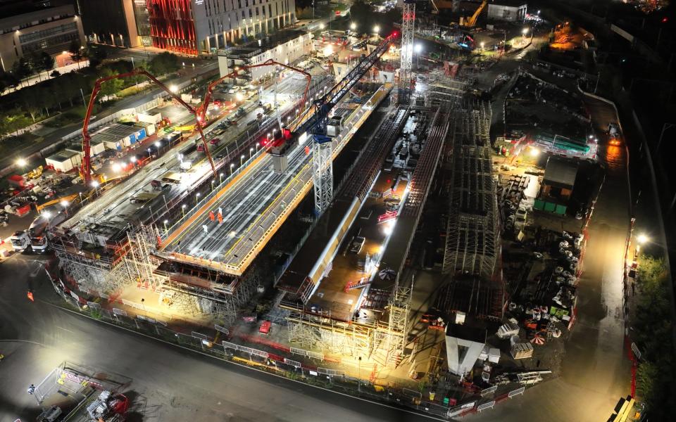 Construction of the viaduct that will be used by high-speed trains heading into Birmingham's Curzon Street Station