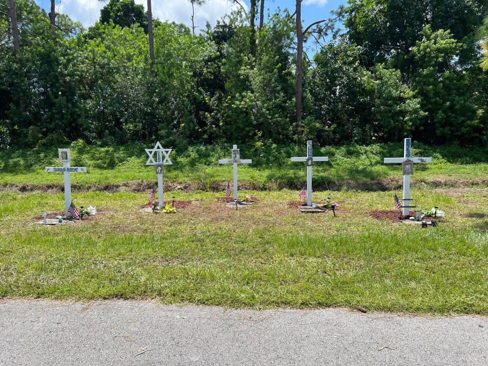 The reconstructed memorial site where five teenagers were killed in a 1996 crash on Palmetto Park Road just west of Florida's Turnpike in suburban Boca Raton.