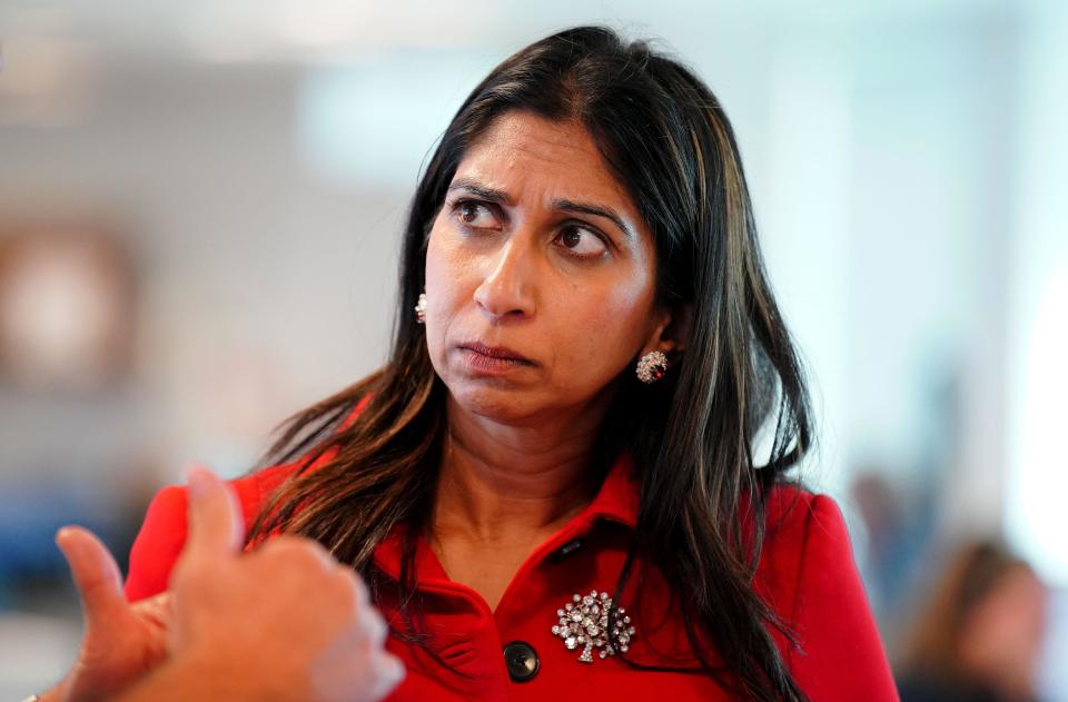 File photo dated 28/08/23 of Home Secretary Suella Braverman during a visit to Greater Manchester Police HQ in Manchester. The Home Secretary is pushing for a ban of the American XL Bully dog, arguing they are a 