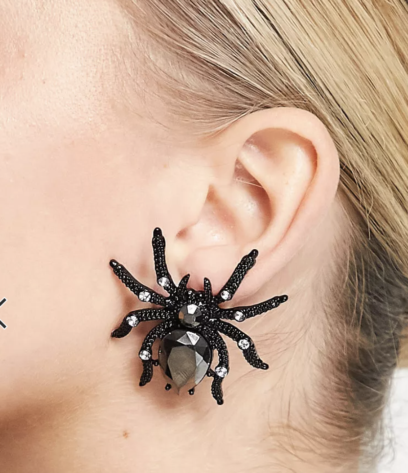 ASOS DESIGN Halloween earrings in jewel spider design, $12.00